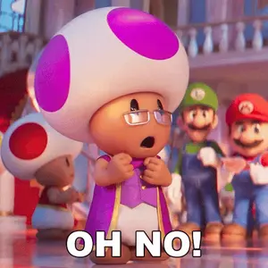 A Purple And White Toad With Glasses And The Words Oh No