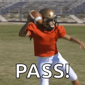 A Football Player Is Throwing A Ball And The Word Pass Is Visible