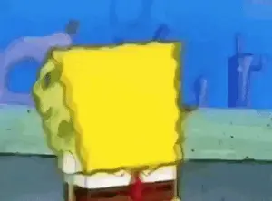 Spongebob Squarepants Is Standing In The Water With A Yellow Block Covering His Face .