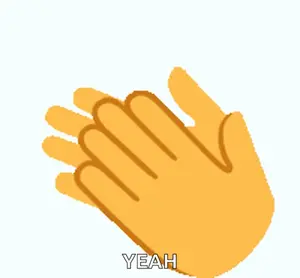 A Pixel Art Illustration Of A Hand Clapping With Yeah Written Below It