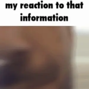 A Blurred Image Of A Person 'S Face With The Words `` My Reaction To That Information '' Written Above It .